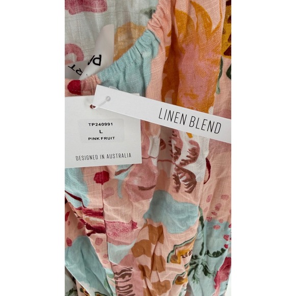 Anthropologie Paper Heart Women's Maxi Linen Blend Fruit Melon Dress Size Large - Picture 7 of 7